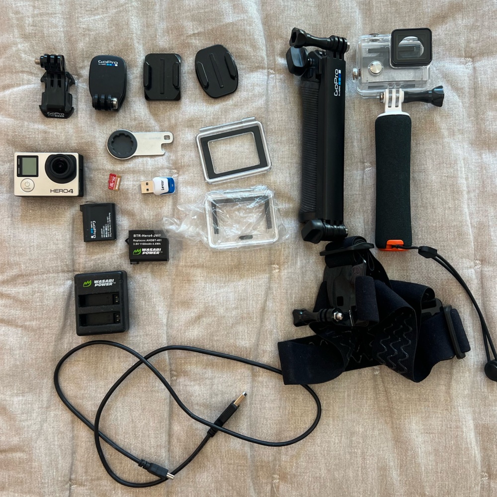 GoPro Hero 4 with various mounts, batteries & extras!